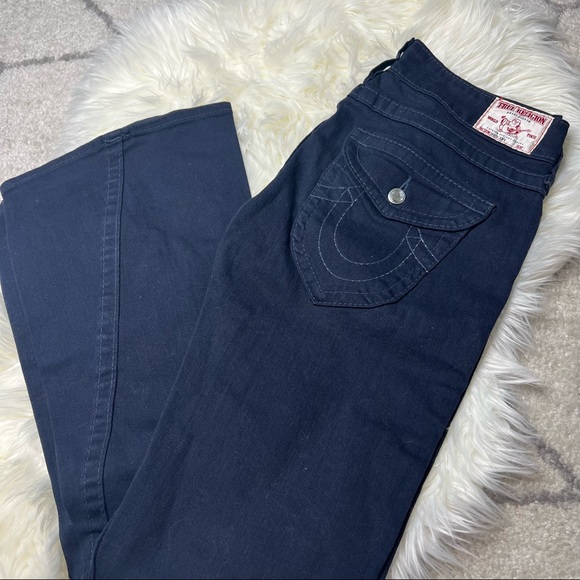 True Religion Dark Denim Disco Joey Flared Jeans Size 30 - Picture 2 of 16